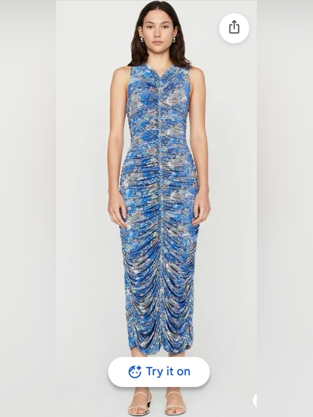 NWT Marie Oliver Navy & White Rosie Ruched Sleeveless  Dress